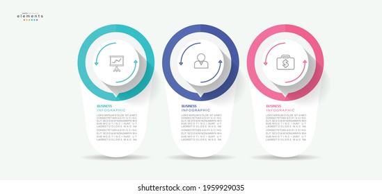 vector illustration Infographic design template with icons and 3 options or steps. Can be used for process, presentations, layout, banner,info graph.