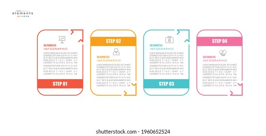 ilustración vectorial Plantilla de diseño infográfico con iconos y 4 opciones o pasos. Se puede usar para procesos, presentaciones, diseño, banner, gráfico de información.