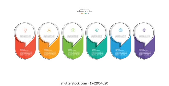ilustración vectorial Plantilla de diseño infográfico con iconos y 6 opciones o pasos. Se puede usar para procesos, presentaciones, diseño, banner, gráfico de información.