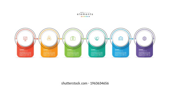 ilustración vectorial Plantilla de diseño infográfico con iconos y 6 opciones o pasos. Se puede usar para procesos, presentaciones, diseño, banner, gráfico de información.