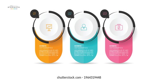 Vektorgrafik Infografische Design-Vorlage mit Symbolen und 3 Optionen oder Schritte. Kann für Prozess, Präsentationen, Layout, Banner, Infografik verwendet werden.