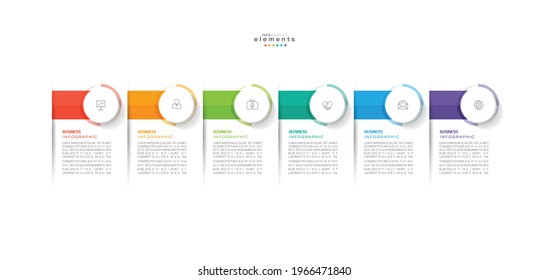 ilustración vectorial Plantilla de diseño infográfico con iconos y 6 opciones o pasos. Se puede usar para procesos, presentaciones, diseño, banner, gráfico de información.
