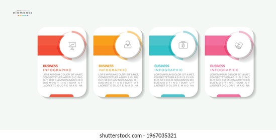 ilustración vectorial Plantilla de diseño infográfico con iconos y 4 opciones o pasos. Se puede usar para procesos, presentaciones, diseño, banner, gráfico de información.