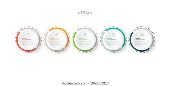 ilustración vectorial Plantilla de diseño infográfico con iconos y 5 opciones o pasos. Se puede usar para procesos, presentaciones, diseño, banner, gráfico de información.