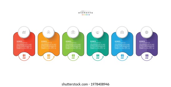 vector illustration Infographic design template with icons and 6 options or steps. Can be used for process, presentations, layout, banner,info graph.