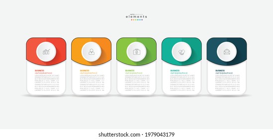 vector illustration Infographic design template with icons and 5 options or steps. Can be used for process, presentations, layout, banner,info graph.