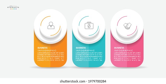 ilustración vectorial Plantilla de diseño infográfico con iconos y 3 opciones o pasos. Se puede usar para procesos, presentaciones, diseño, banner, gráfico de información.