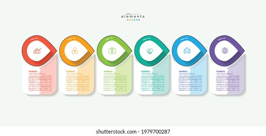 Vektorgrafik Infografische Design-Vorlage mit Symbolen und 6 Optionen oder Schritte. Kann für Prozess, Präsentationen, Layout, Banner, Infografik verwendet werden.
