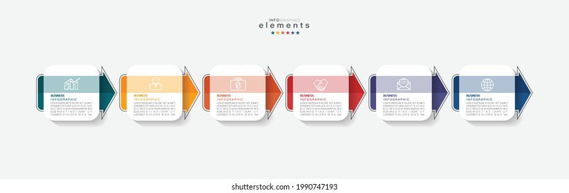 vector illustration Infographic design template with icons and 6 options or steps. Can be used for process, presentations, layout, banner,info graph.