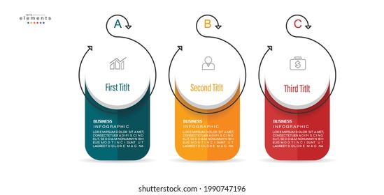 Vektorgrafik Infografische Design-Vorlage mit Symbolen und 3 Optionen oder Schritte. Kann für Prozess, Präsentationen, Layout, Banner, Infografik verwendet werden.
