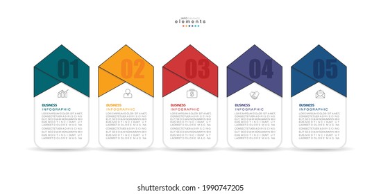 ilustración vectorial Plantilla de diseño infográfico con iconos y 5 opciones o pasos. Se puede usar para procesos, presentaciones, diseño, banner, gráfico de información.