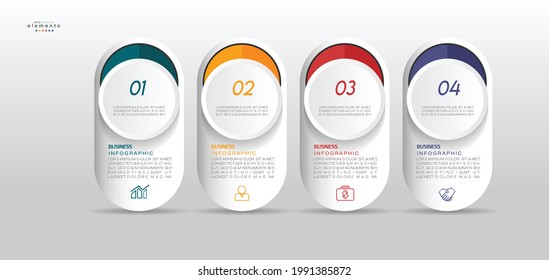 ilustración vectorial Plantilla de diseño infográfico con iconos y 4 opciones o pasos. Se puede usar para procesos, presentaciones, diseño, banner, gráfico de información.