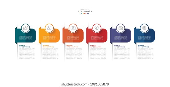 ilustración vectorial Plantilla de diseño infográfico con iconos y 6 opciones o pasos. Se puede usar para procesos, presentaciones, diseño, banner, gráfico de información.