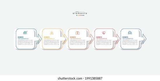 ilustración vectorial Plantilla de diseño infográfico con iconos y 5 opciones o pasos. Se puede usar para procesos, presentaciones, diseño, banner, gráfico de información.
