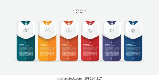 ilustración vectorial Plantilla de diseño infográfico con iconos y 6 opciones o pasos. Se puede usar para procesos, presentaciones, diseño, banner, gráfico de información.