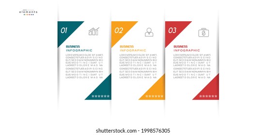 ilustración vectorial Plantilla de diseño infográfico con iconos y 3 opciones o pasos. Se puede usar para procesos, presentaciones, diseño, banner, gráfico de información.