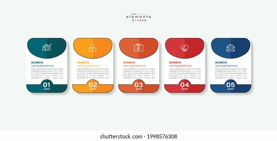 ilustración vectorial Plantilla de diseño infográfico con iconos y 5 opciones o pasos. Se puede usar para procesos, presentaciones, diseño, banner, gráfico de información.