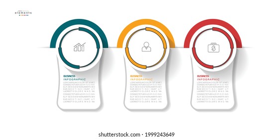 ilustración vectorial Plantilla de diseño infográfico con iconos y 3 opciones o pasos. Se puede usar para procesos, presentaciones, diseño, banner, gráfico de información.