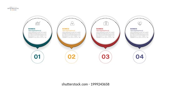 ilustración vectorial Plantilla de diseño infográfico con iconos y 4 opciones o pasos. Se puede usar para procesos, presentaciones, diseño, banner, gráfico de información.