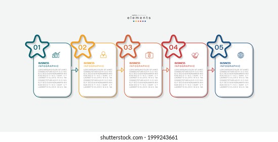 ilustración vectorial Plantilla de diseño infográfico con iconos y 5 opciones o pasos. Se puede usar para procesos, presentaciones, diseño, banner, gráfico de información.