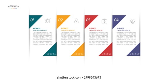 ilustración vectorial Plantilla de diseño infográfico con iconos y 4 opciones o pasos. Se puede usar para procesos, presentaciones, diseño, banner, gráfico de información.