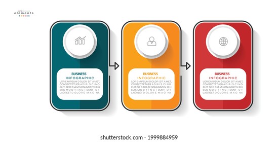 ilustración vectorial Plantilla de diseño infográfico con iconos y 3 opciones o pasos. Se puede usar para procesos, presentaciones, diseño, banner, gráfico de información.