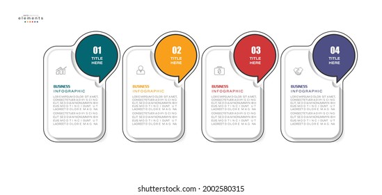 ilustración vectorial Plantilla de diseño infográfico con iconos y 4 opciones o pasos. Se puede usar para procesos, presentaciones, diseño, banner, gráfico de información.
