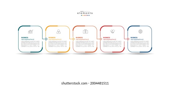 ilustración vectorial Plantilla de diseño infográfico con iconos y 5 opciones o pasos. Se puede usar para procesos, presentaciones, diseño, banner, gráfico de información.