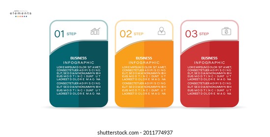 ilustración vectorial Plantilla de diseño infográfico con iconos y 3 opciones o pasos. Se puede usar para procesos, presentaciones, diseño, banner, gráfico de información.