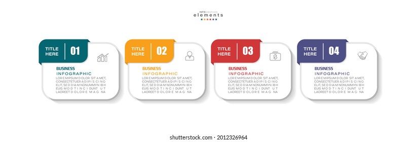 ilustración vectorial Plantilla de diseño infográfico con iconos y 4 opciones o pasos. Se puede usar para procesos, presentaciones, diseño, banner, gráfico de información.