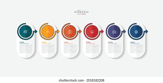 ilustración vectorial Plantilla de diseño infográfico con iconos y 6 opciones o pasos. Se puede usar para procesos, presentaciones, diseño, banner, gráfico de información.