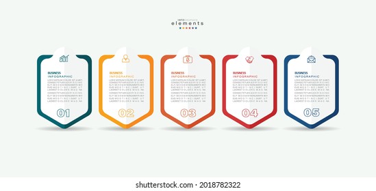 Vektorgrafik Infografische Design-Vorlage mit Symbolen und 5 Optionen oder Schritte. Kann für Prozess, Präsentationen, Layout, Banner, Infografik verwendet werden.