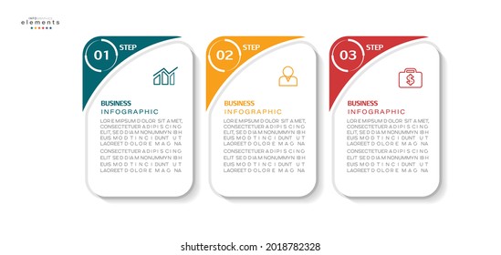 ilustración vectorial Plantilla de diseño infográfico con iconos y 3 opciones o pasos. Se puede usar para procesos, presentaciones, diseño, banner, gráfico de información.