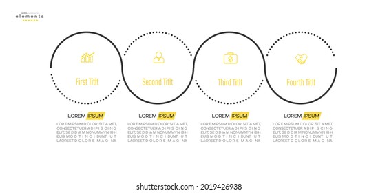 ilustración vectorial Plantilla de diseño infográfico con iconos y 4 opciones o pasos. Se puede usar para procesos, presentaciones, diseño, banner, gráfico de información.