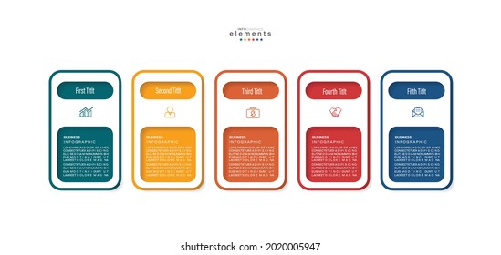 ilustración vectorial Plantilla de diseño infográfico con iconos y 5 opciones o pasos. Se puede usar para procesos, presentaciones, diseño, banner, gráfico de información.