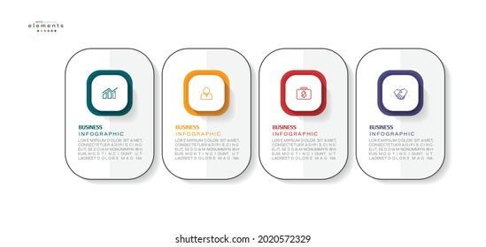 Vektorgrafik Infografische Design-Vorlage mit Symbolen und 4 Optionen oder Schritten. Kann für Prozess, Präsentationen, Layout, Banner, Infografik verwendet werden.