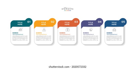 ilustración vectorial Plantilla de diseño infográfico con iconos y 5 opciones o pasos. Se puede usar para procesos, presentaciones, diseño, banner, gráfico de información.