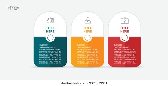 ilustración vectorial Plantilla de diseño infográfico con iconos y 3 opciones o pasos. Se puede usar para procesos, presentaciones, diseño, banner, gráfico de información.