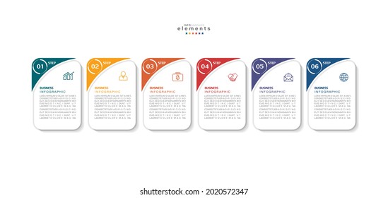 ilustración vectorial Plantilla de diseño infográfico con iconos y 6 opciones o pasos. Se puede usar para procesos, presentaciones, diseño, banner, gráfico de información.
