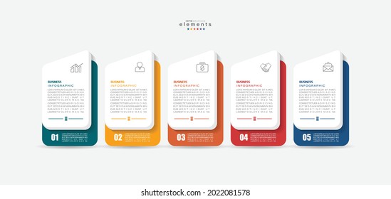 ilustración vectorial Plantilla de diseño infográfico con iconos y 5 opciones o pasos. Se puede usar para procesos, presentaciones, diseño, banner, gráfico de información.