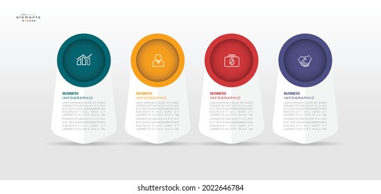 ilustración vectorial Plantilla de diseño infográfico con iconos y 4 opciones o pasos. Se puede usar para procesos, presentaciones, diseño, banner, gráfico de información.