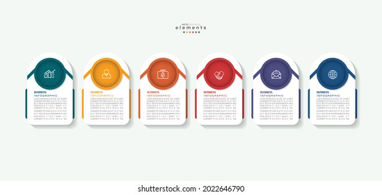 ilustración vectorial Plantilla de diseño infográfico con iconos y 6 opciones o pasos. Se puede usar para procesos, presentaciones, diseño, banner, gráfico de información.