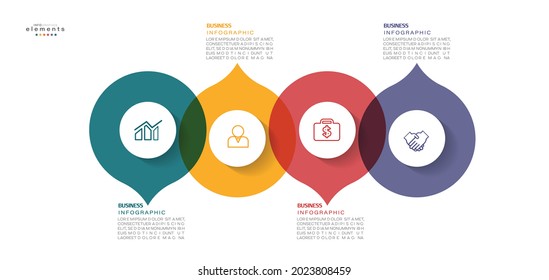 ilustración vectorial Plantilla de diseño infográfico con iconos y 4 opciones o pasos. Se puede usar para procesos, presentaciones, diseño, banner, gráfico de información.