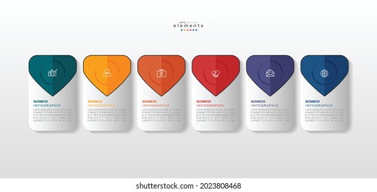 vector illustration Infographic design template with icons and 6 options or steps. Can be used for process, presentations, layout, banner,info graph.