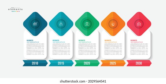 ilustración vectorial Plantilla de diseño infográfico con iconos y 5 opciones o pasos. Se puede usar para procesos, presentaciones, diseño, banner, gráfico de información.
