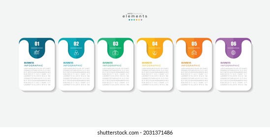 vector illustration Infographic design template with icons and 6 options or steps. Can be used for process, presentations, layout, banner,info graph.