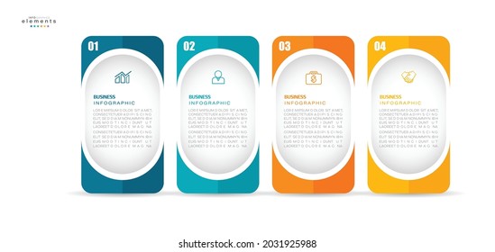 ilustración vectorial Plantilla de diseño infográfico con iconos y 4 opciones o pasos. Se puede usar para procesos, presentaciones, diseño, banner, gráfico de información.