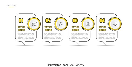 ilustración vectorial Plantilla de diseño infográfico con iconos y 4 opciones o pasos. Se puede usar para procesos, presentaciones, diseño, banner, gráfico de información.
