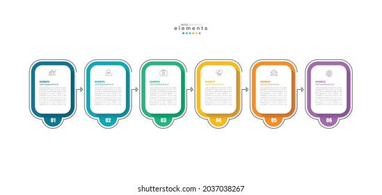 Vektorgrafik Infografische Design-Vorlage mit Symbolen und 6 Optionen oder Schritte. Kann für Prozess, Präsentationen, Layout, Banner, Infografik verwendet werden.