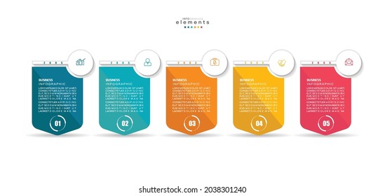 Vektorgrafik Infografische Design-Vorlage mit Symbolen und 5 Optionen oder Schritte. Kann für Prozess, Präsentationen, Layout, Banner, Infografik verwendet werden.